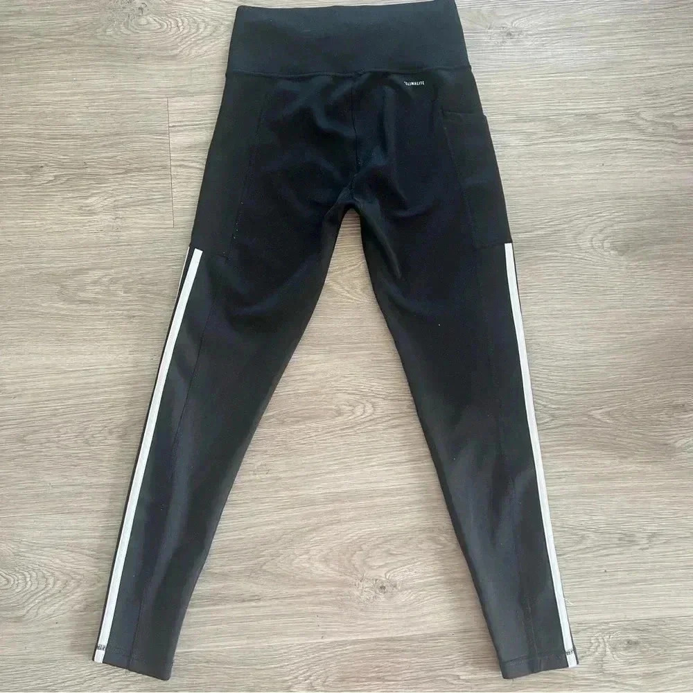 ADIDAS BLACK LEGGING 3 STRIPES SIZE SMALL - Picture 3 of 4